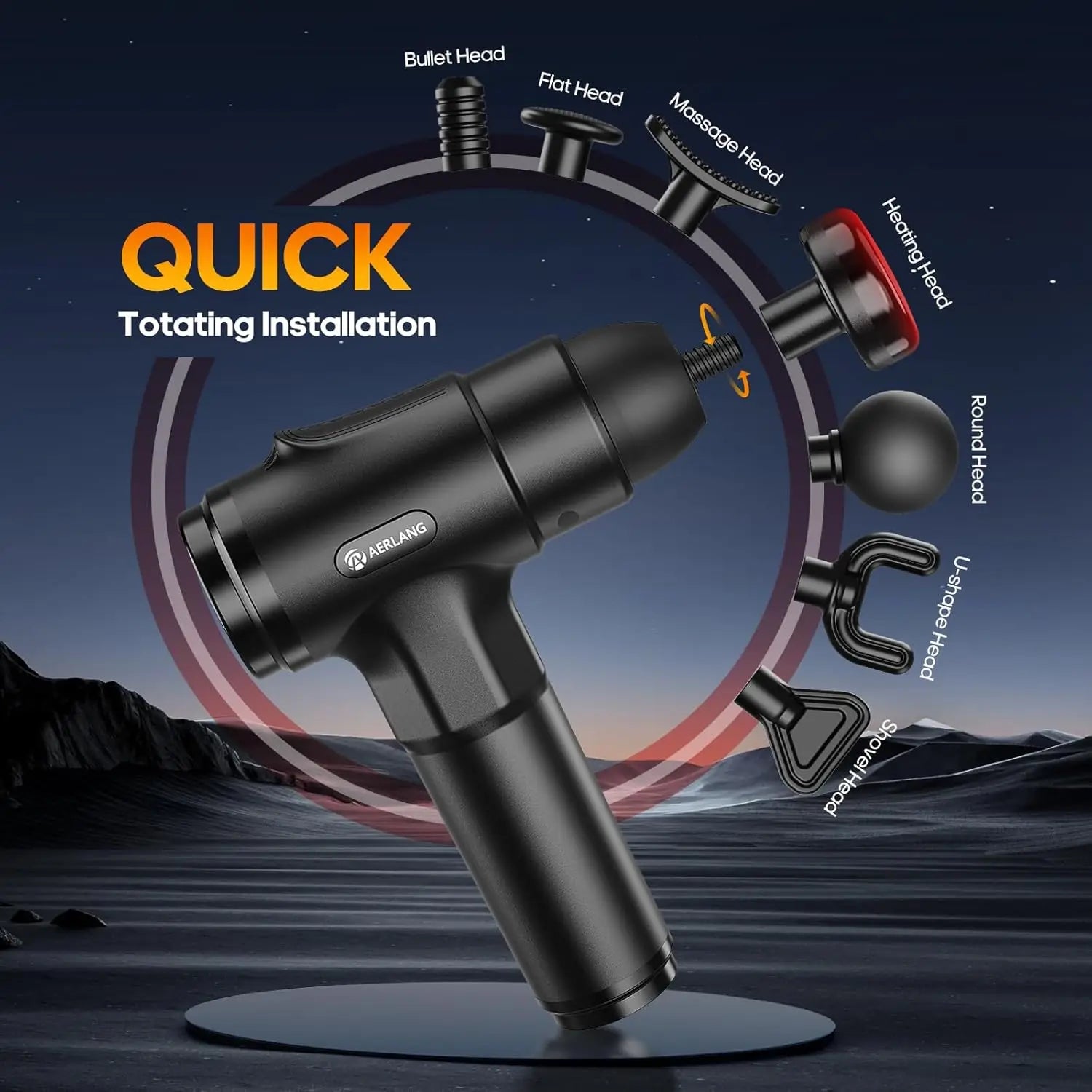 Silent Deep Tissue Massage Gun (7 Heads)