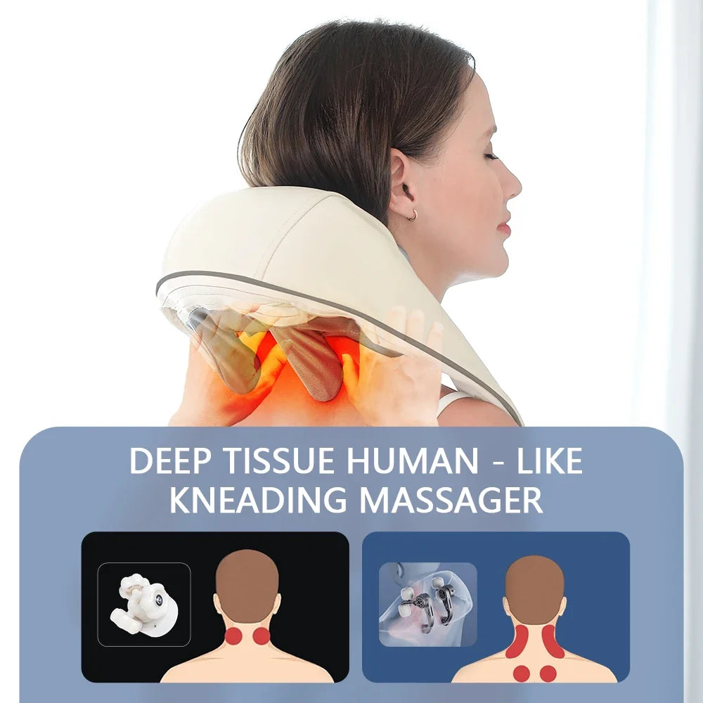 Wireless Neck & Shoulder Massager with Heat & Deep Kneading