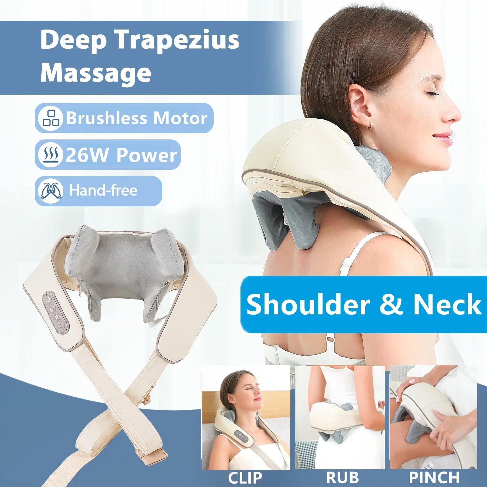 Wireless Neck & Shoulder Massager with Heat & Deep Kneading