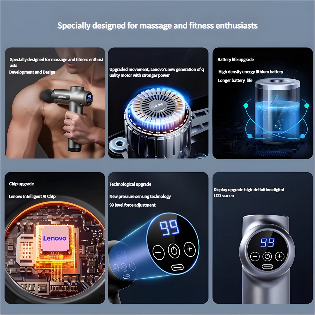 6 Head Massage Gun with LED Touch Display & Long Battery Life
