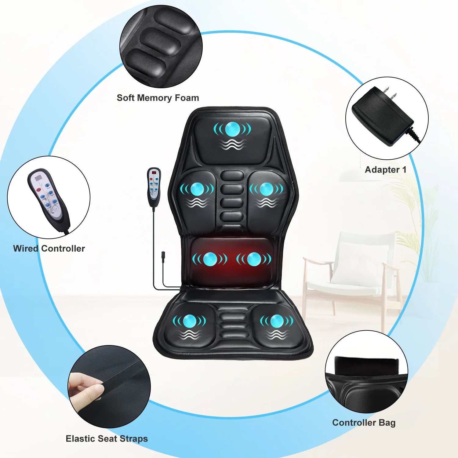 Heated Massage Chair Cushion Pad